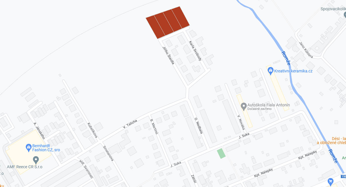 Umístění projektu Slunné domy Prostějov, Vrahovice